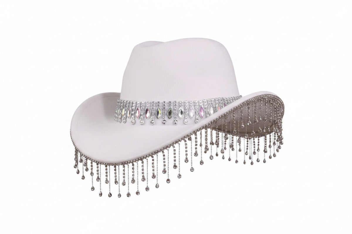 Chapéu Cowboy Feminino com Diamante em Gota de Água