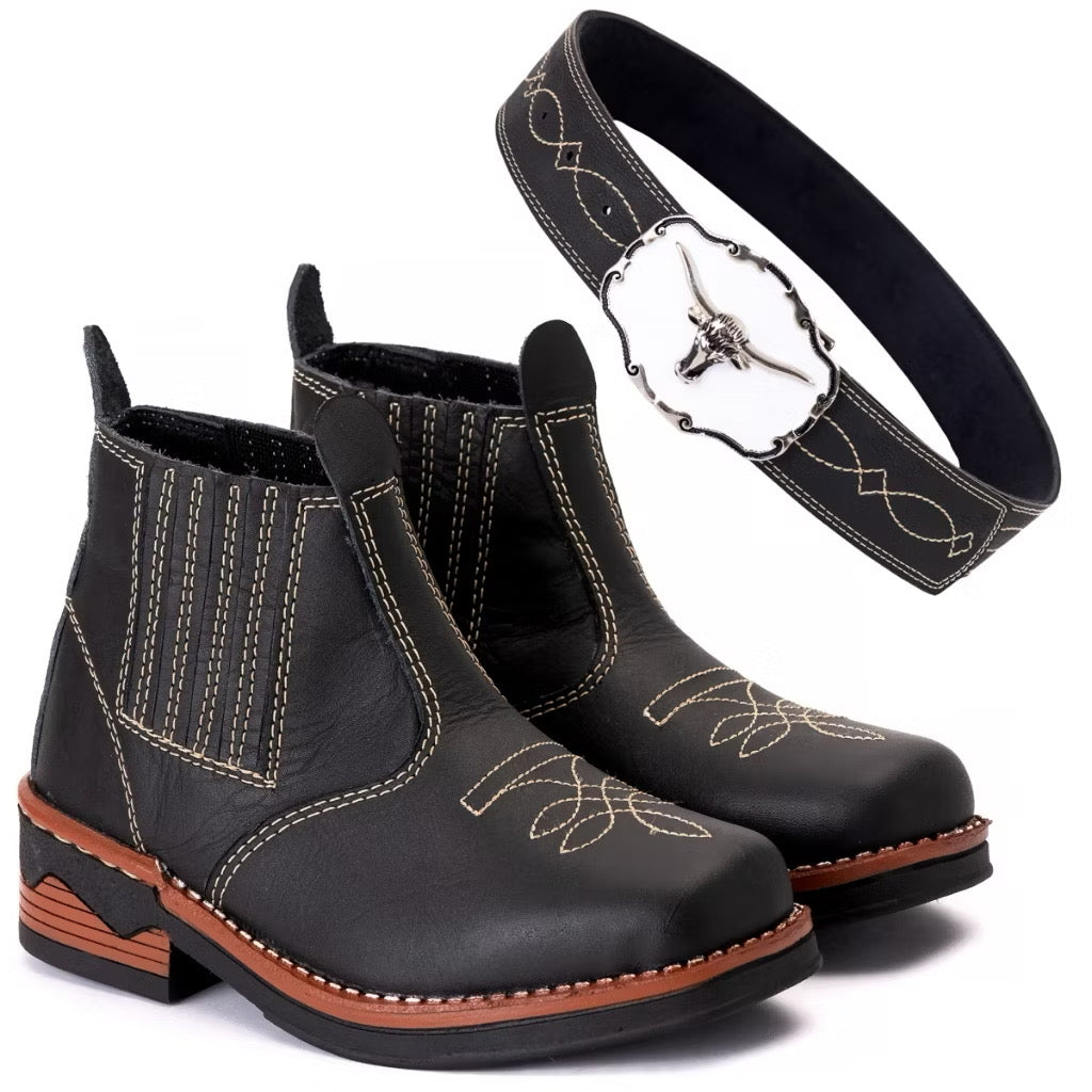Bota Country Infantil Com Cinto De Brinde