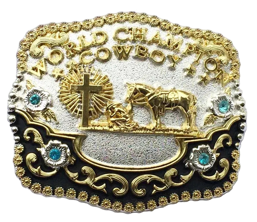 Fivela Western Campeão Prata/Dourada