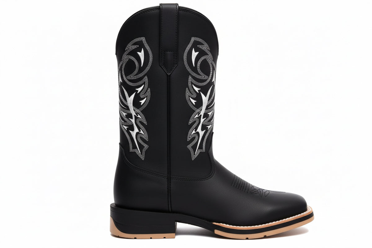 Bota Texana Unissex em Couro Bico Quadrado Sola Jump