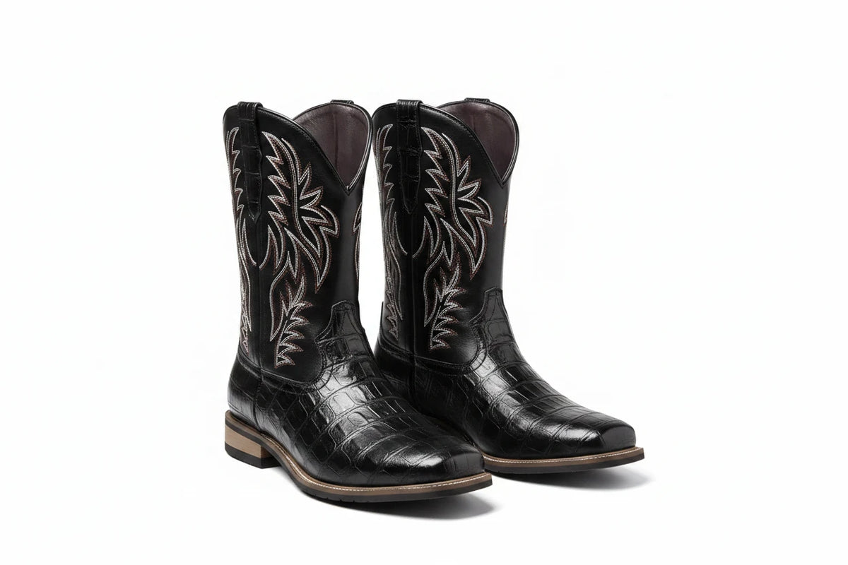 Bota Cowboy Cano Alto Couro de Crocodilo
