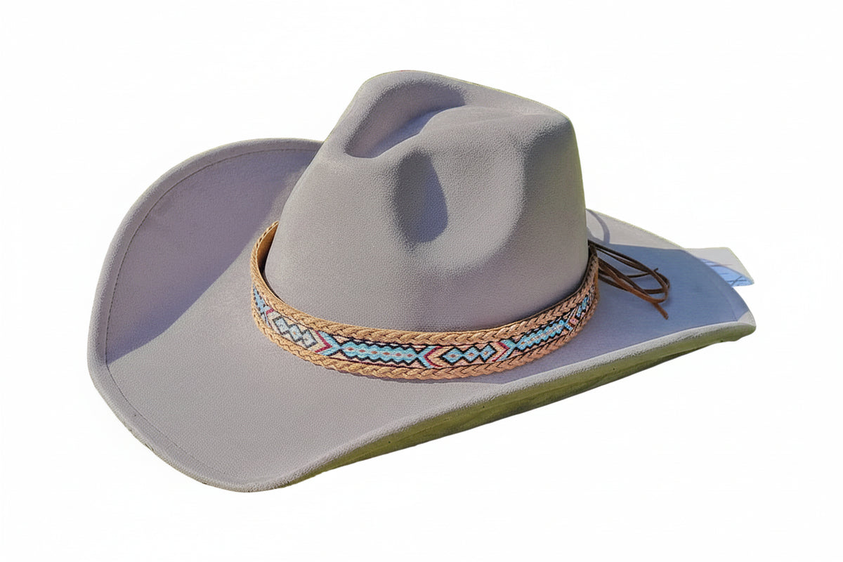 Chapéu Cowboy Fedora em Camurça Unissex – Aba Larga