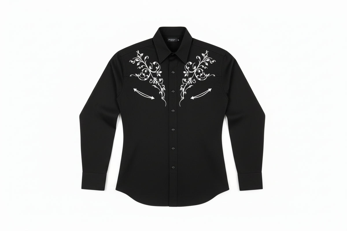 Camisa Masculina Cowboy Preta Manga Longa – Padrão Tribal