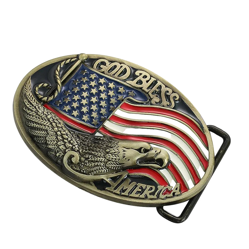 Fivela Cowboy Águia e Bandeira Americana