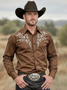 Camisa Masculina Cowboy Preta Manga Longa – Padrão Tribal
