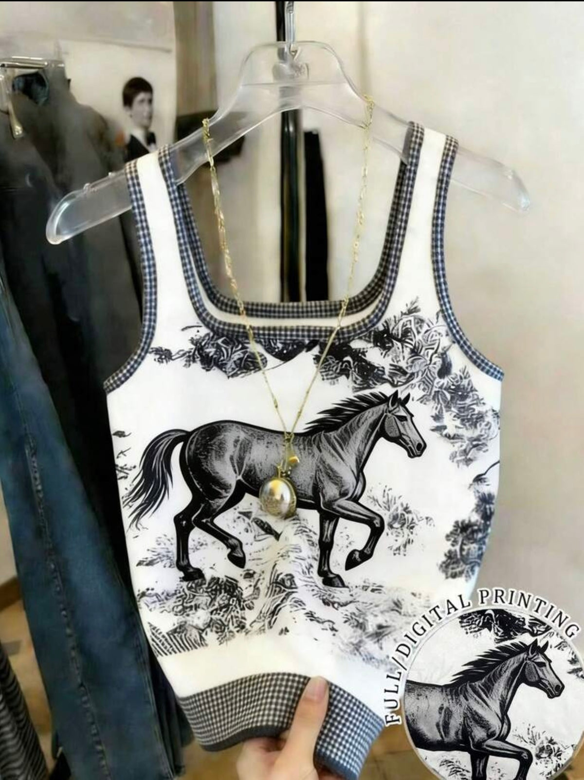 Topper Casual Estampa de Cavalo