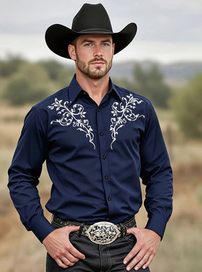 Camisa Masculina Cowboy Preta Manga Longa – Padrão Tribal
