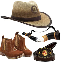 Kit Country Infantil Bota+Cinto+ Chapéu com Berrante de Brinde