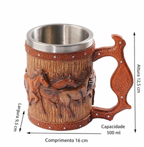 Caneca Térmica Design Cavalo em Alto Relevo