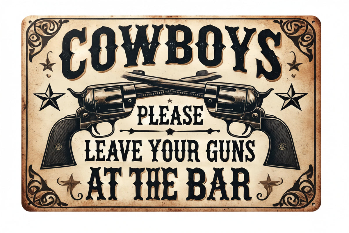 Placa Decorativa Western de Metal