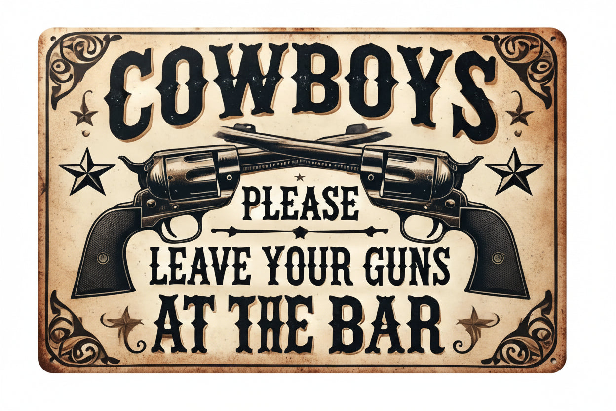 Placa Decorativa Western de Metal
