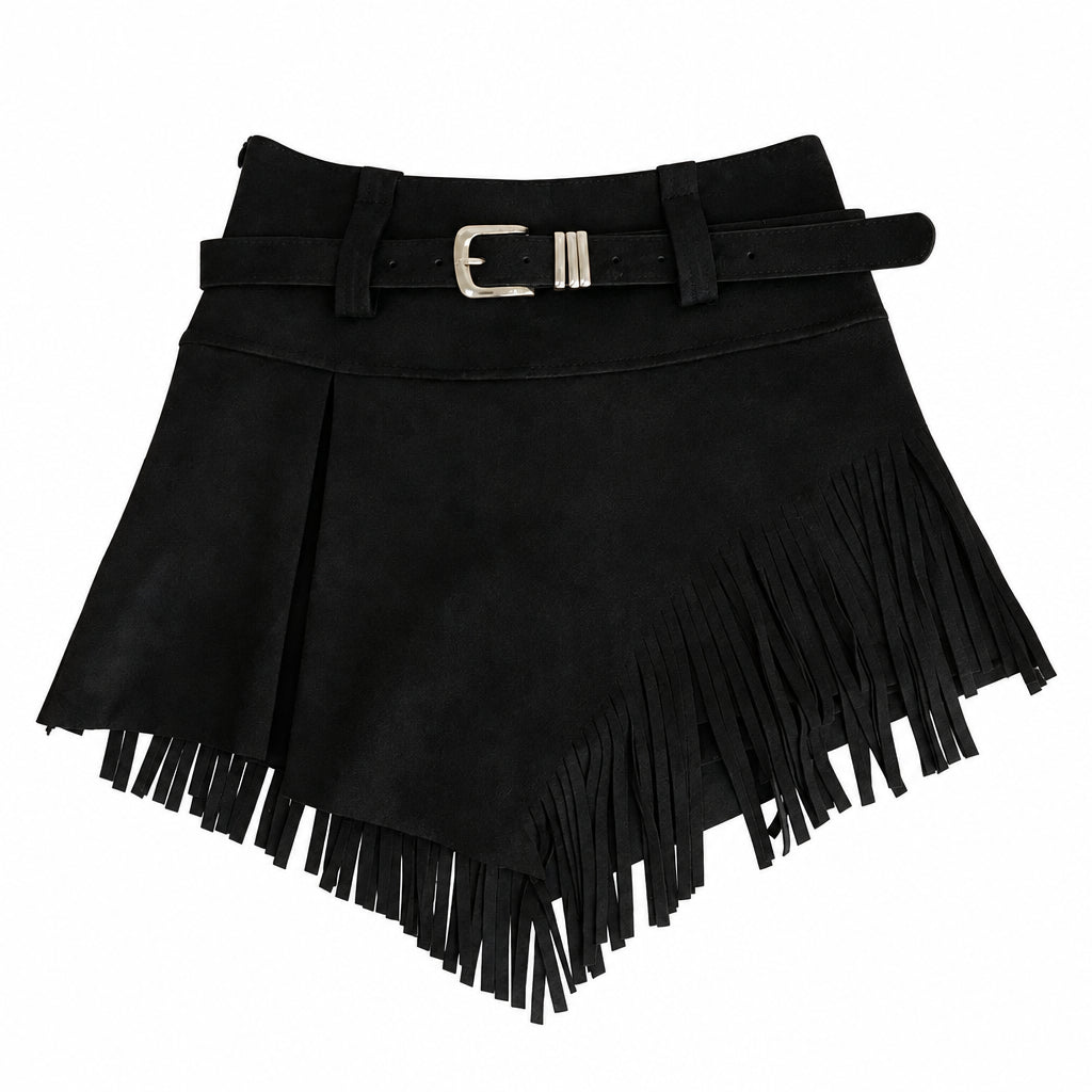 Short Saia Suede com Franjas