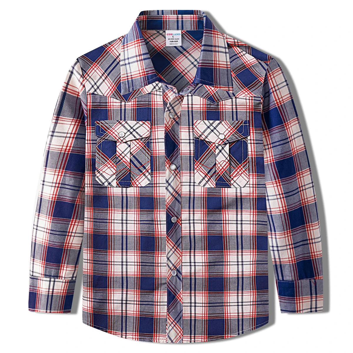 Camisa Xadrez Infantil Manga Longa em Algodão