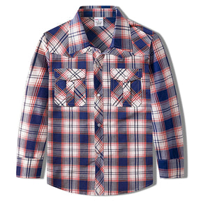 Camisa Xadrez Infantil Manga Longa em Algodão