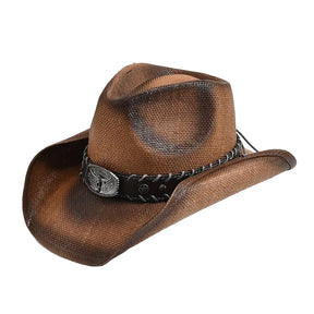 Chapéu Western Boho Marrom Envelhecido