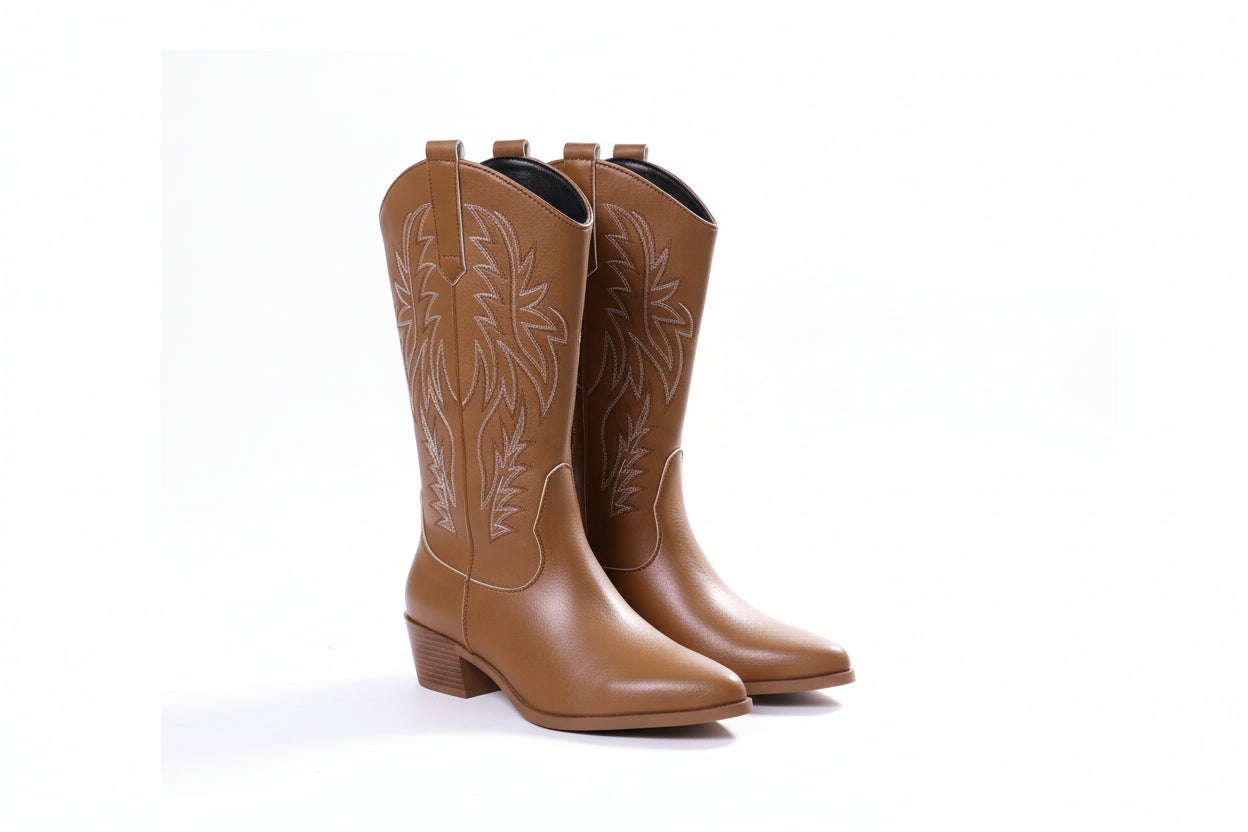 Bota Cowboy Feminina Western Vintage com Salto Grosso