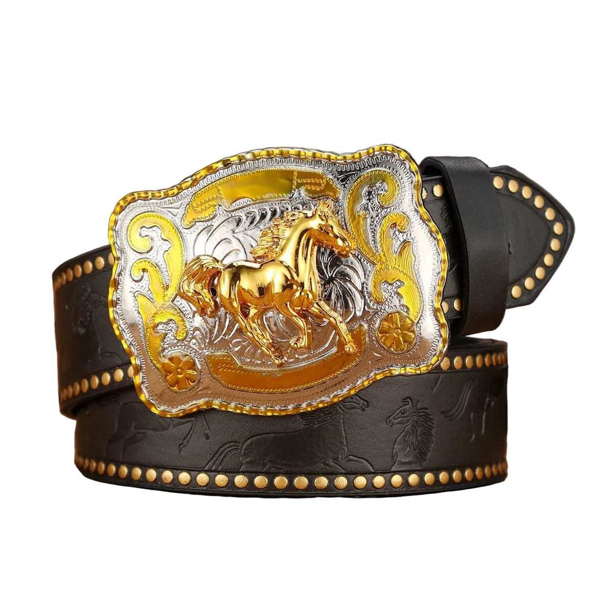 Cinto Unissex PU Estilo Western com Fivela Retro