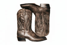 Bota Western Masculina Cowboy em Couro Legítimo, Cano Médio, Estilo Vintage