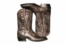 Bota Western Masculina Cowboy em Couro Legítimo, Cano Médio, Estilo Vintage