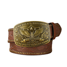 Cinto Western Unissex PU com Placa de Metal e Relevo