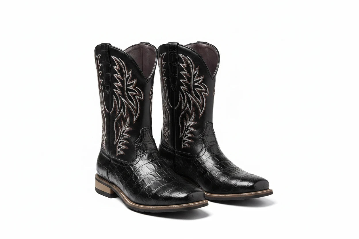 Bota Cowboy Cano Alto Couro de Crocodilo