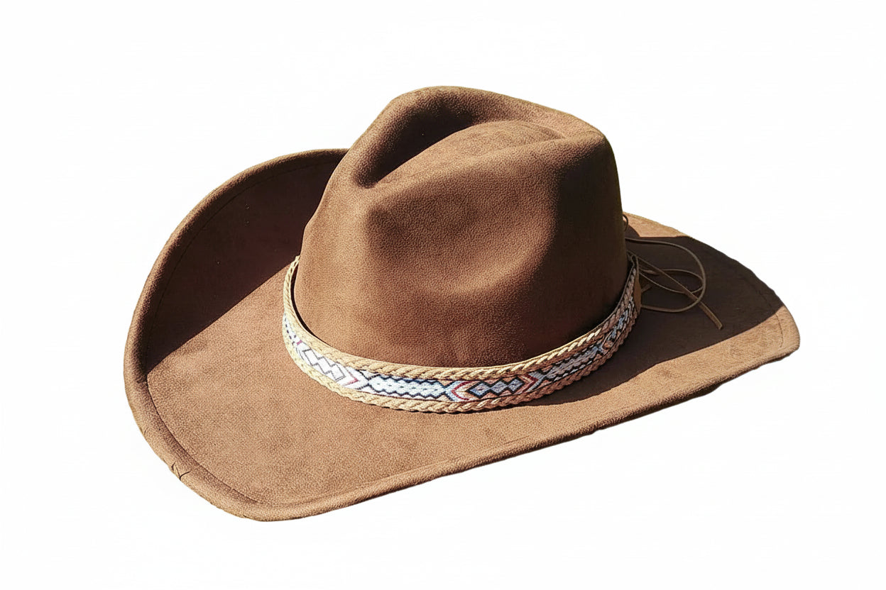 Chapéu Cowboy Fedora em Camurça Unissex – Aba Larga