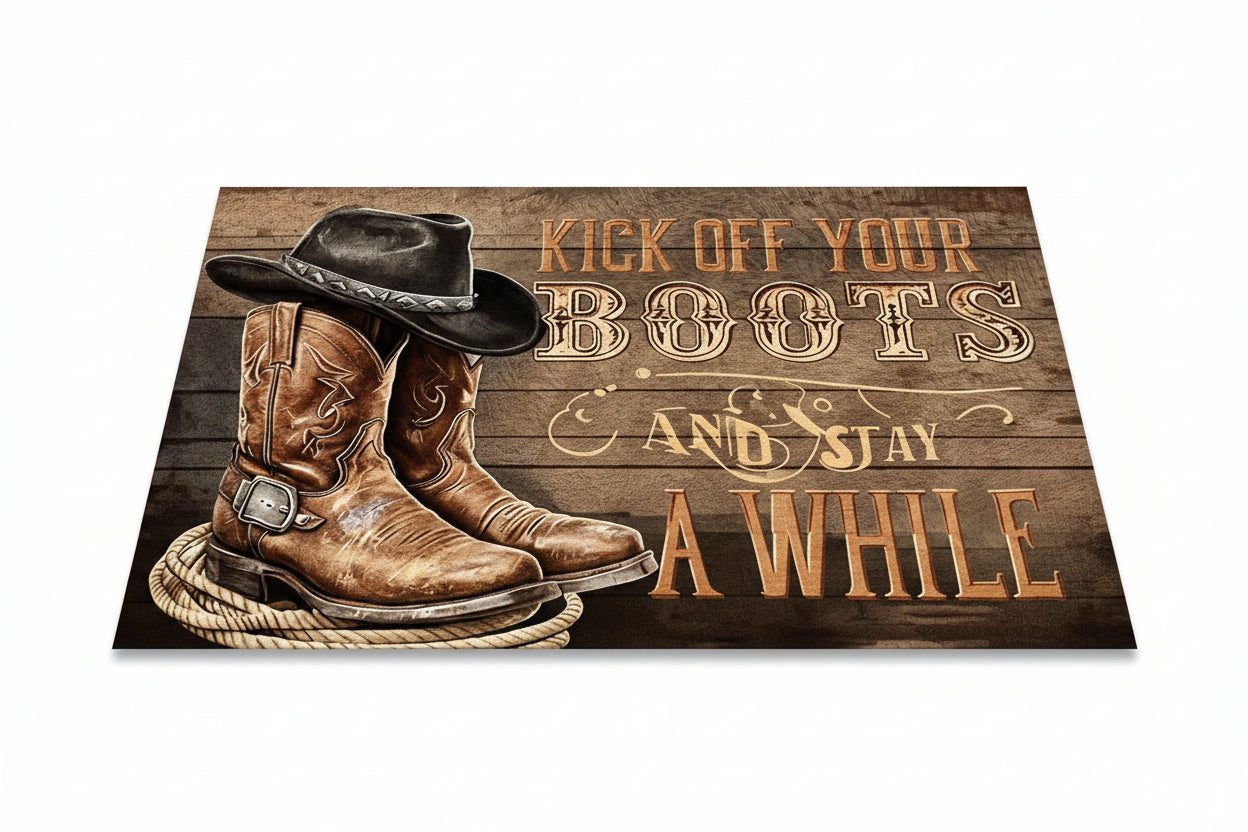 Tapete De Entrada Com Design De Cowboy Ocidental