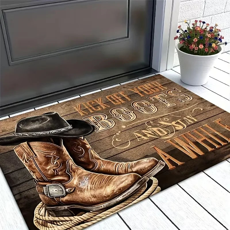 Tapete De Entrada Com Design De Cowboy Ocidental