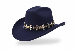 Chapéu Cowboy Feminino com Corrente Dourada