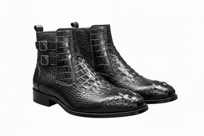 Bota Masculina Luxo Chelsea em Couro Crocodilo