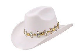 Chapéu Cowboy Feminino com Corrente Dourada