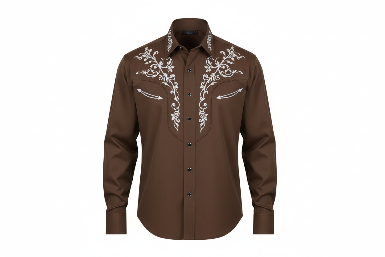 Camisa Masculina Cowboy Preta Manga Longa – Padrão Tribal