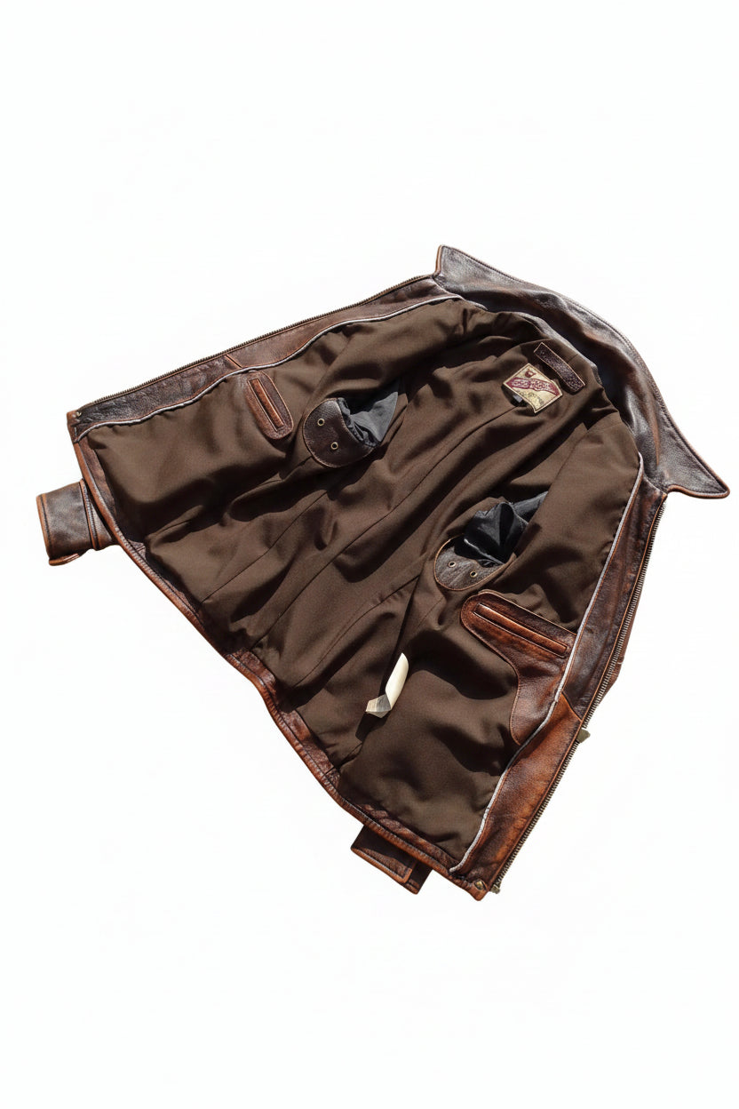 Jaqueta em Couro Legítimo Estilo Workwear Americano