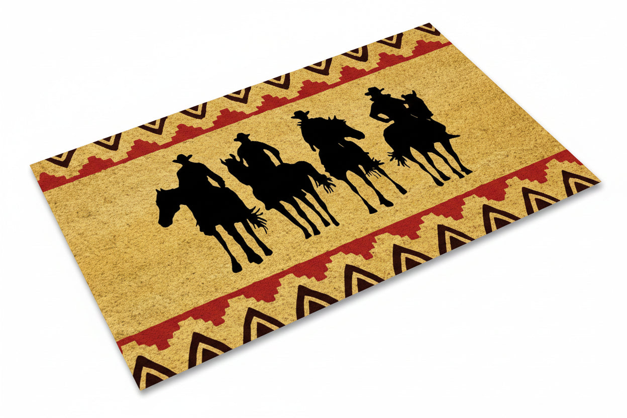 Tapete Estilo Cowboy Com Borda Nativa Americana