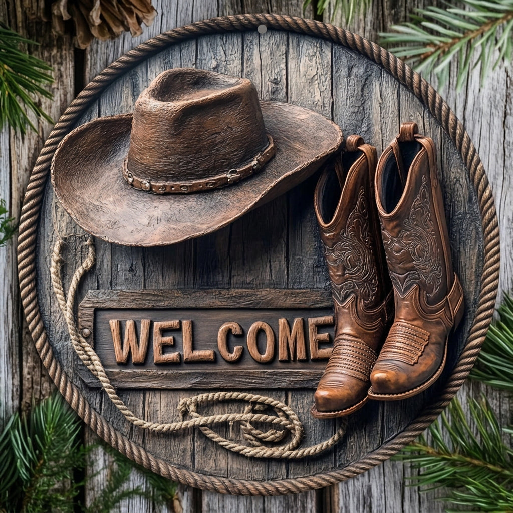 Placa Decorativa Welcome Western