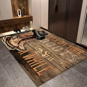 Tapete De Entrada Com Design De Cowboy Ocidental
