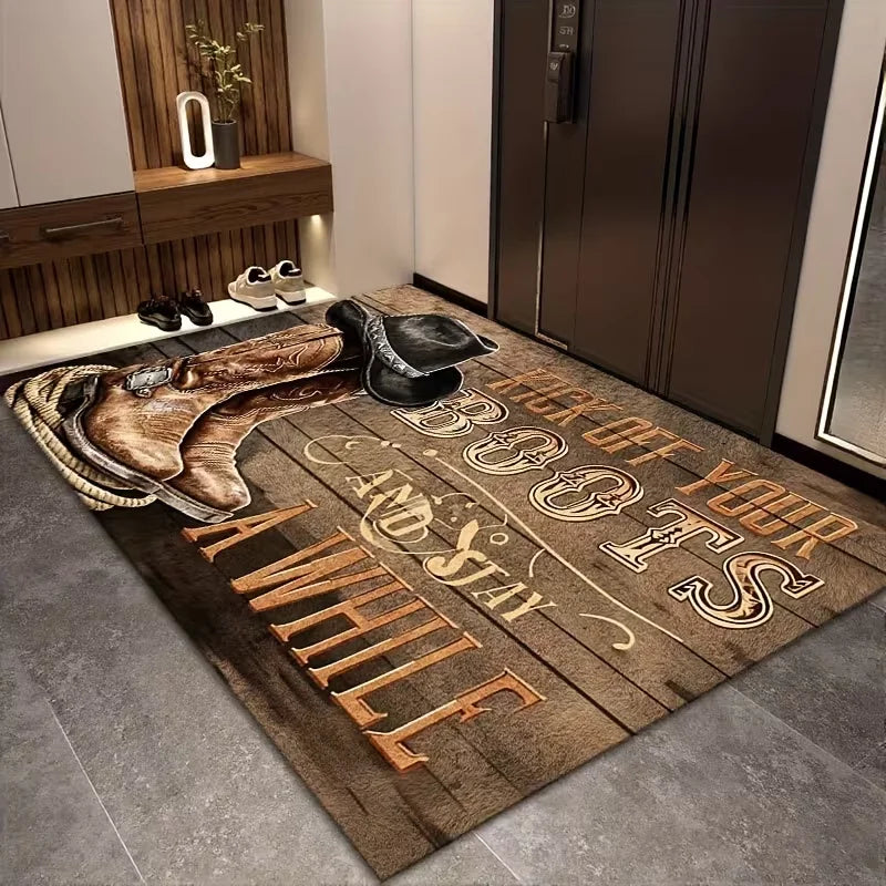 Tapete De Entrada Com Design De Cowboy Ocidental