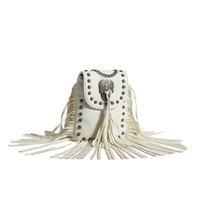 Bolsa Transversal Feminina com Franjas e Rebites