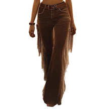 Calça Flare Estilo Western com Franjas