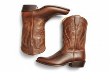 Bota Western Masculina Cowboy em Couro Legítimo, Cano Médio, Estilo Vintage
