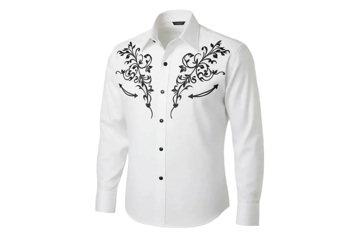 Camisa Masculina Cowboy Preta Manga Longa – Padrão Tribal