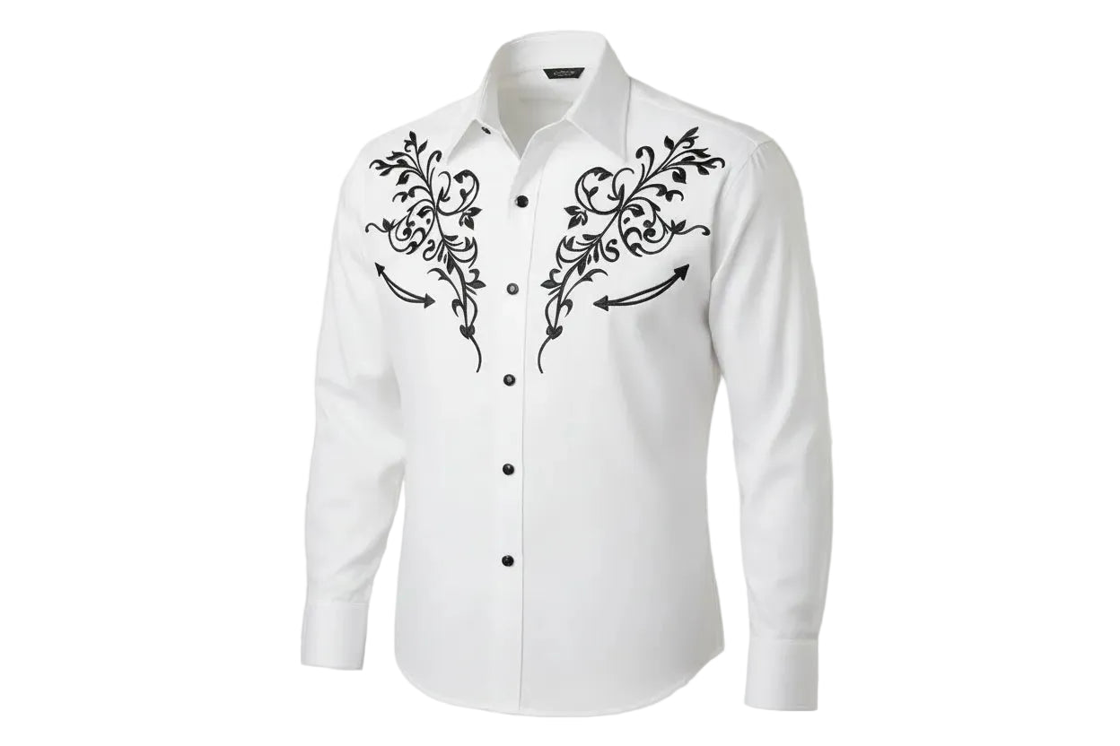 Camisa Masculina Cowboy Preta Manga Longa – Padrão Tribal