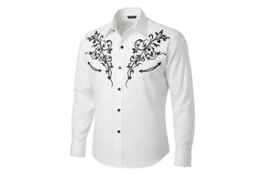Camisa Masculina Cowboy Preta Manga Longa – Padrão Tribal