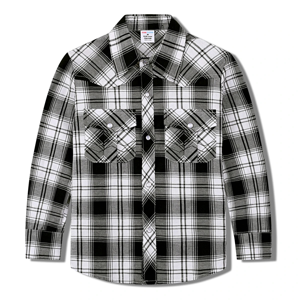 Camisa Xadrez Infantil Manga Longa em Algodão
