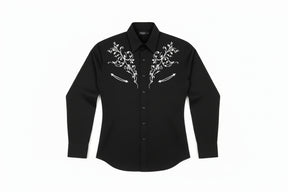 Camisa Masculina Cowboy Preta Manga Longa – Padrão Tribal