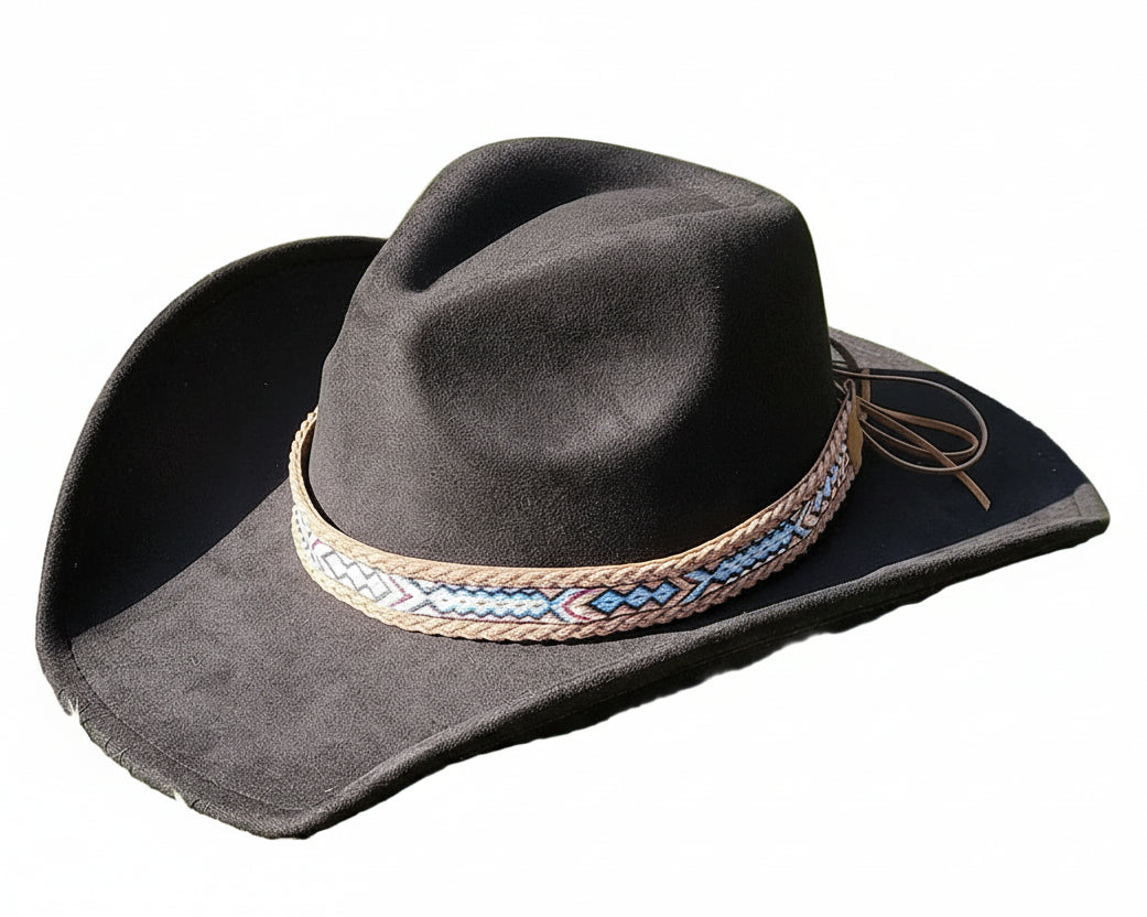Chapéu Cowboy Fedora em Camurça Unissex – Aba Larga