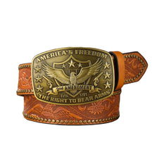Cinto Western Unissex PU com Placa de Metal e Relevo