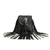 Bolsa Transversal Feminina com Franjas e Rebites