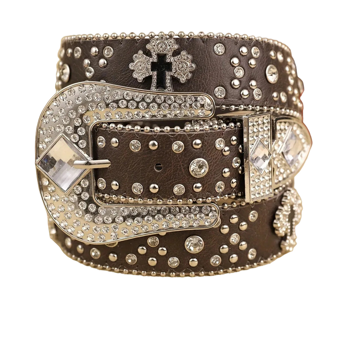 Cinto Com Strass Fivela Corrente Cruzada