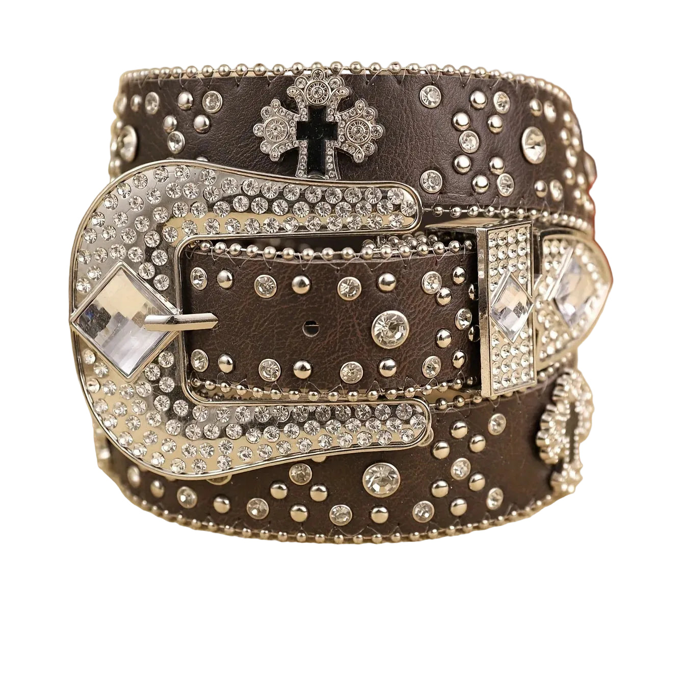 Cinto Com Strass Fivela Corrente Cruzada